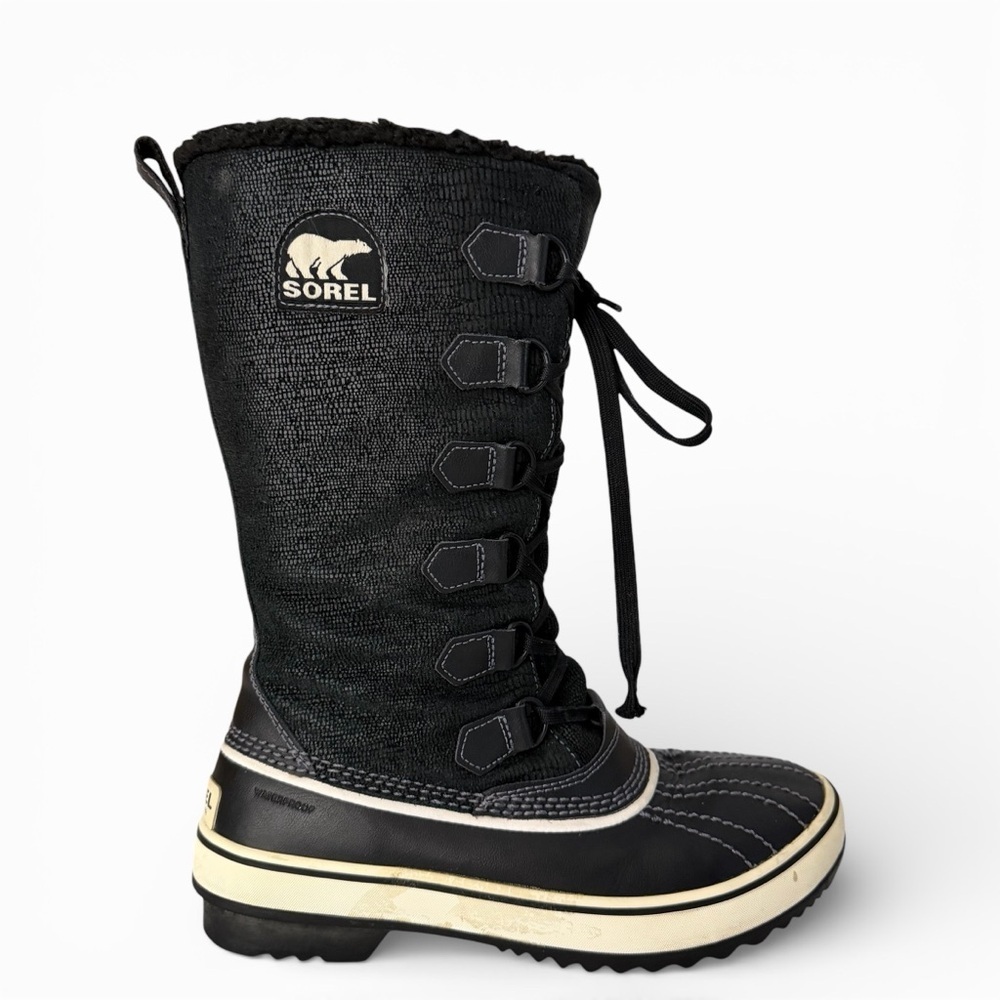 SOREL Black Tivoli High Waterproof Winter Boots faux shearling size 7